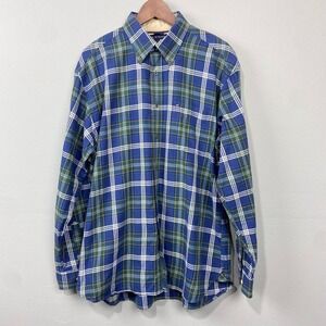 Tommy Hilfiger Men's Plaid Button Down Shirt Size XL Blue Green Preppy Academia